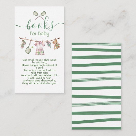 Bücher für Babybettchen mit Preppy Tennis Boy Begleitkarte (Vorne/Hinten)