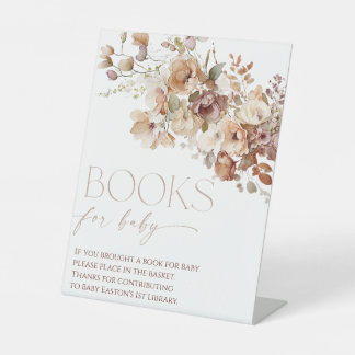 Bücher für Babyboho Herbst rustikal florale Sockelschild