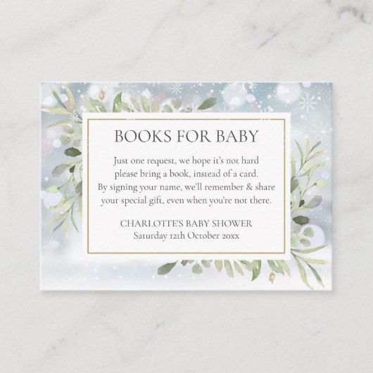 Bücher für Babybuchanfragen Winterdusche Begleitkarte (Vorderseite)
