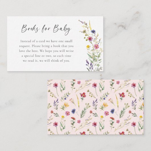 Bücher für Babydusche der Wildblume Begleitkarte (Vorne/Hinten)