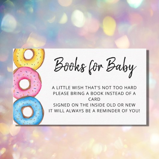 Bücher für Babydusche Donuts Begleitkarte