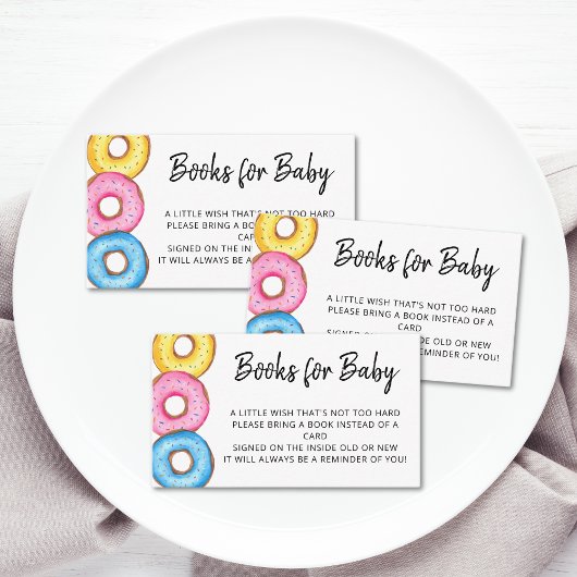 Bücher für Babydusche Donuts Begleitkarte