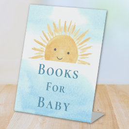 Bücher für Babydusche mit Sonnenschein Sockelschild