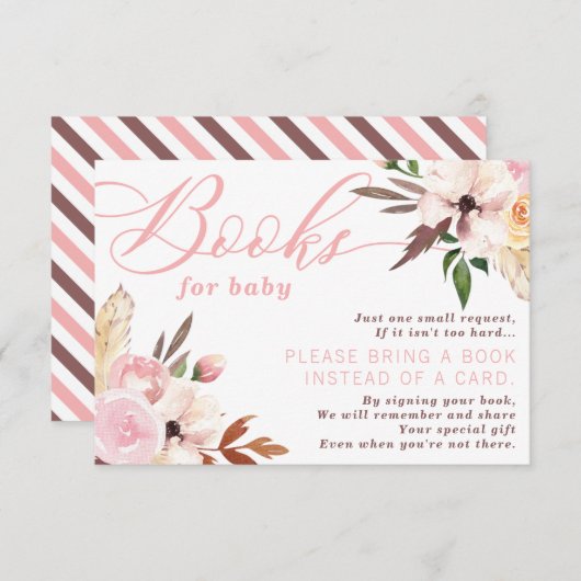 Bücher für Babykarte, Aquarellblume Begleitkarte (Vorne/Hinten)