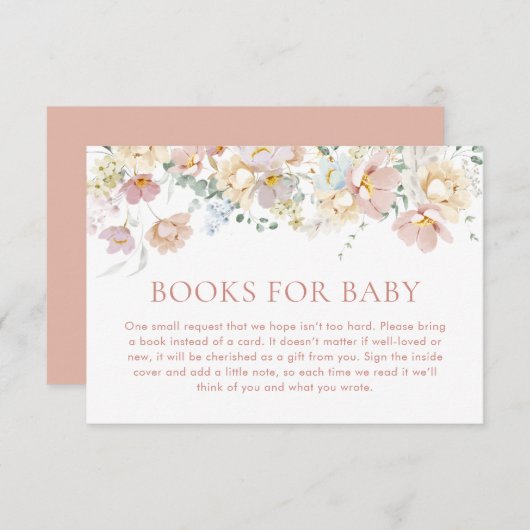 Bücher für Babykarte, Wildblume Babydusche Einladung (Vorne/Hinten)