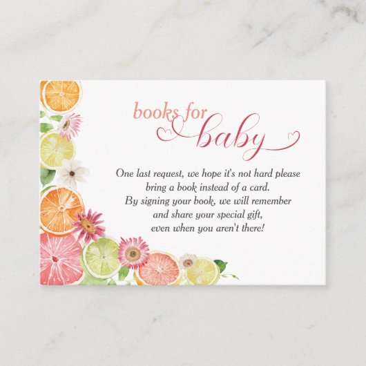 Bücher für Babynahrung Kleine Süsse Babydusche Begleitkarte (Vorderseite)