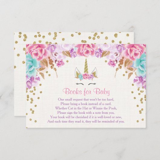 Bücher für Babys, Einhorn-Buchanfragen-Beilagen Begleitkarte (Vorne/Hinten)