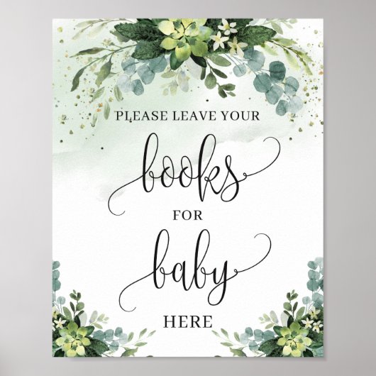 Bücher für Babyschild mit üppiger Vegetation Poster (Vorne)
