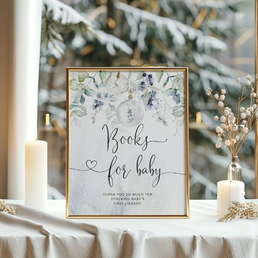 Bücher für Babyzeichen. Winterblaue Bücher für das Poster