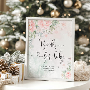 Bücher für Babyzeichen. Winterrosa Bücher für das Poster