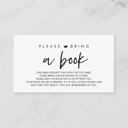 Bücher für das Baby, Moderne Bitte ein Buch mitbri Begleitkarte (Vorderseite)