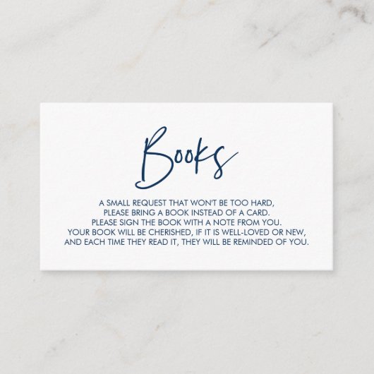 Bücher für das Baby, Moderne Minimal Navy Blue Begleitkarte (Vorderseite)