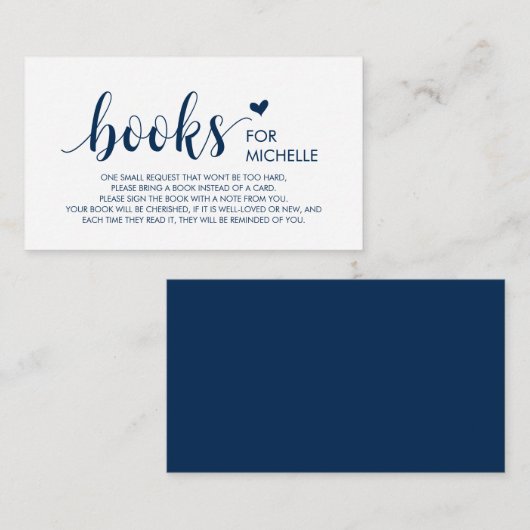 Bücher für das Baby, Modernes Niedliches Navy Blue Begleitkarte (Vorne/Hinten)