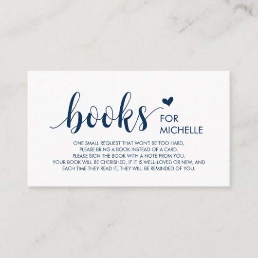 Bücher für das Baby, Modernes Niedliches Navy Blue Begleitkarte (Vorderseite)