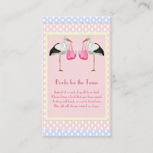 Bücher für den Twin Girl Stork Begleitkarte (Vorderseite)