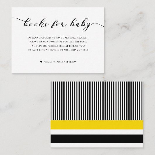 Bücher für die Babydusche Schwarz-weiß Kariert Visitenkarte (Vorne/Hinten)