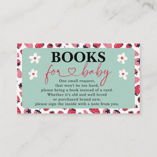 Bücher für die Babynahrung Berry Baby Dusche Begleitkarte (Vorderseite)