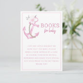 Bücher für die Kinderkarte | Nautic Pink Anchor Ba Begleitkarte (Stehend Vorderseite)