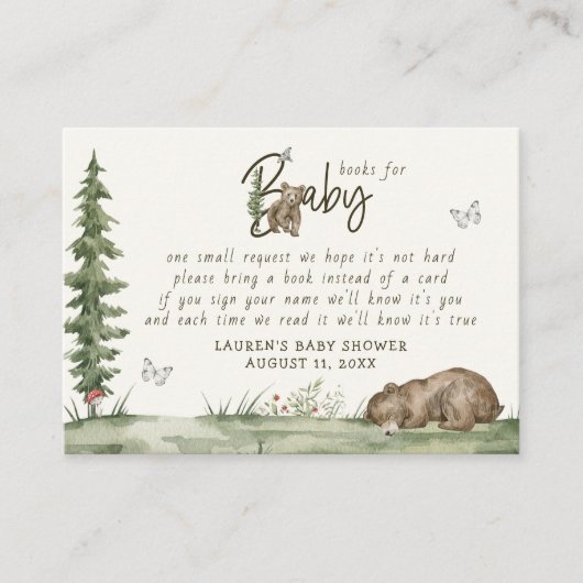 Bücher für die neutrale Woodland-Dusche des Baby B Begleitkarte (Vorderseite)