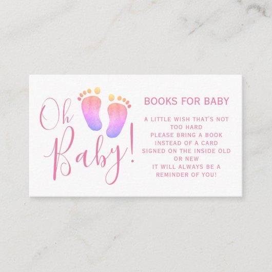 Bücher für die rosafarbene Babydusche Begleitkarte (Vorderseite)