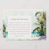 Bücher für eine Babydusche im tropischen Palmenhai Einladung (Vorne/Hinten)