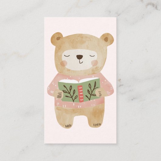 Bücher für einen rosa Bären Begleitkarte (Rückseite)