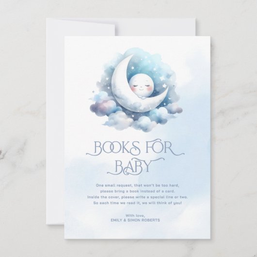 Bücher für junge elegante Typografie Crescent Moon Dankeskarte (Vorderseite)