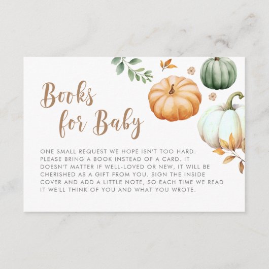 Bücher für Kinder | Pumpkin Autumn Fall Baby Showd Begleitkarte (Vorderseite)