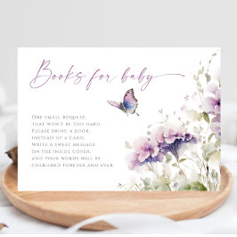 Bücher für lila Baby-Lila-Schmetterlingsdusche Begleitkarte