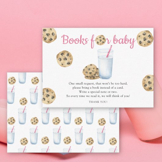 Bücher für Mädchen, Milch und Cookies Begleitkarte