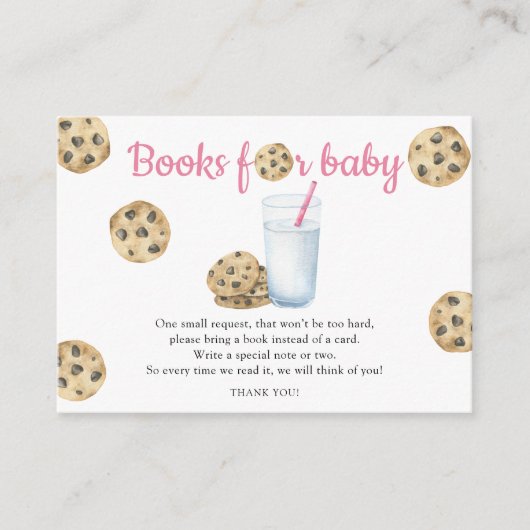 Bücher für Mädchen, Milch und Cookies Begleitkarte (Vorderseite)