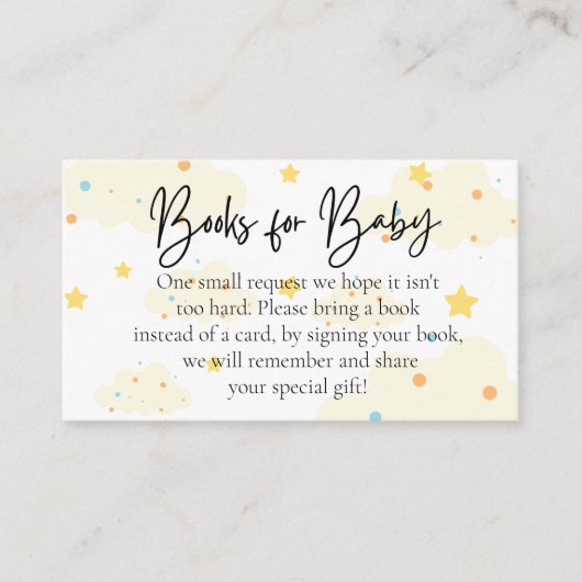 Bücher für Mond und Sterne für Baby Begleitkarte (Vorderseite)