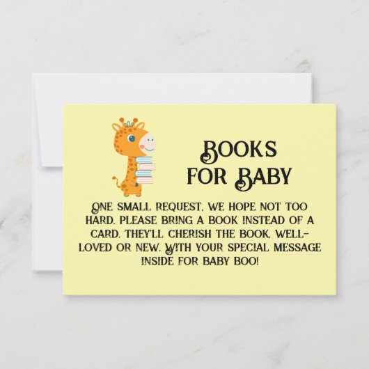 Bücher für niedliche Baby-Giraffe Einladung (Vorderseite)