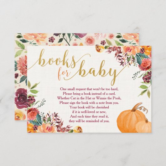 Bücher für Säuglinge, Kürbisbücher für Buchanfrage Begleitkarte (Vorne/Hinten)