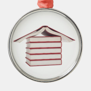 Bücher geformt wie ein Haus Silbernes Ornament