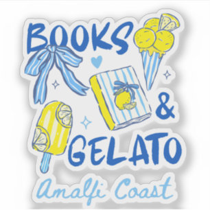 Bücher & Gelato Amalfi-Küste Retro Italienliebhabe Aufkleber