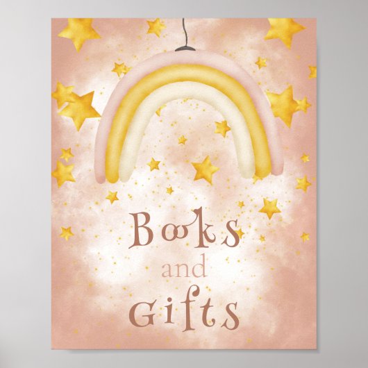Bücher & Geschenke Boho Regenbogen goldene Sterne Poster (Vorne)