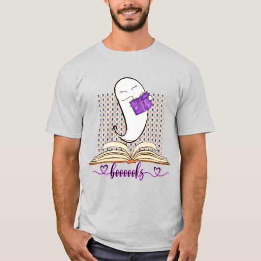 Bücher! Ghost und Book Halloween Reading T-Shirt (Vorderseite)