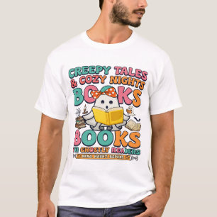 Bücher Gruselige Geschichten Geist Lesen Spinnenne T-Shirt
