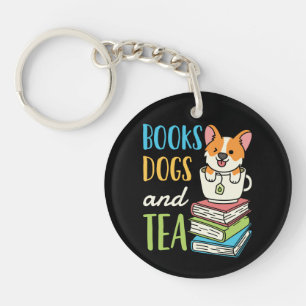 Bücher, Hunde und Tee Schlüsselanhänger