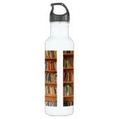 Bücher im Hintergrund der virtuellen Bibliothek Edelstahlflasche (Rückseite)