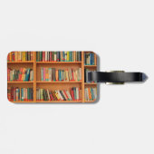 Bücher im Hintergrund der virtuellen Bibliothek Gepäckanhänger (Rückseite horizontal)