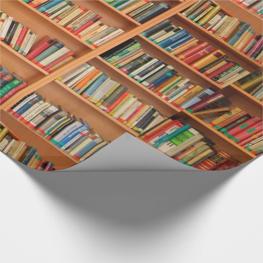 Bücher im Hintergrund der virtuellen Bibliothek Geschenkpapier (Ecke)