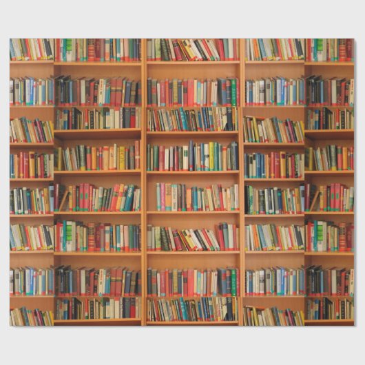Bücher im Hintergrund der virtuellen Bibliothek Geschenkpapier (Flach)