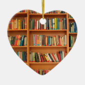 Bücher im Hintergrund der virtuellen Bibliothek Keramik Ornament (Vorne)