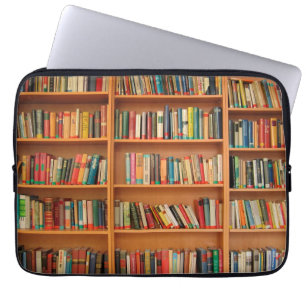 Bücher im Hintergrund der virtuellen Bibliothek Laptopschutzhülle