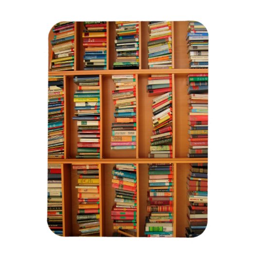 Bücher im Hintergrund der virtuellen Bibliothek Magnet (Vertikal)