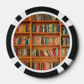 Bücher im Hintergrund der virtuellen Bibliothek Pokerchips (Rückseite)
