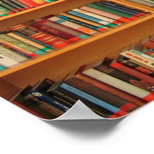 Bücher im Hintergrund der virtuellen Bibliothek Poster (Ecke)