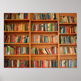 Bücher im Hintergrund der virtuellen Bibliothek Poster